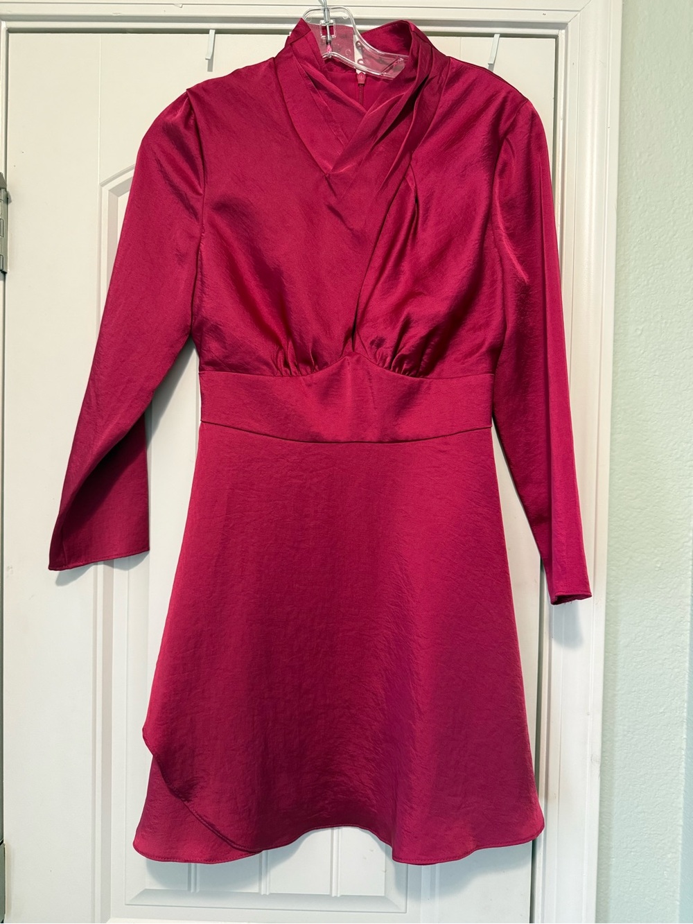 C/MEO Collective Magenta Long-Sleeve V-Neck Wrap Dress